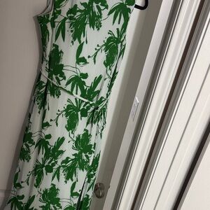 Taylor Green and White Floral Maxi Dress